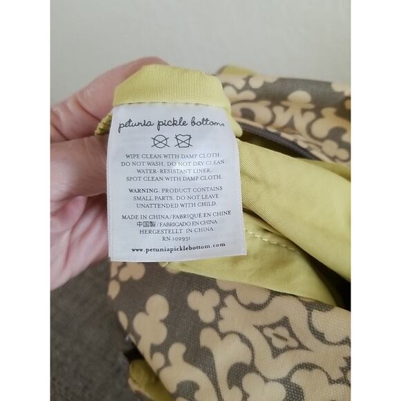 Petunia Pickle Bottom Backpack Shoulder Diaper‎ Bag Gray Light Yellow Green - Picture 7 of 16